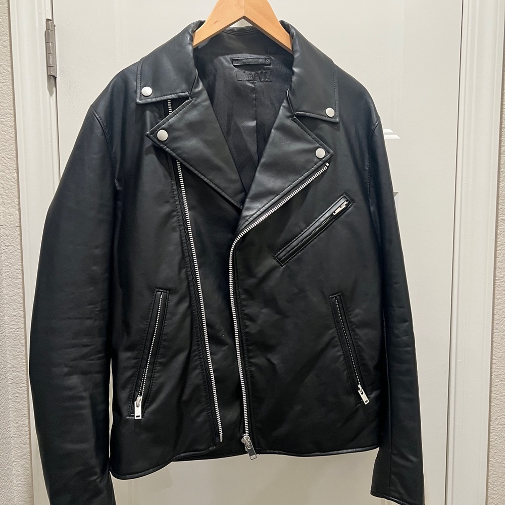 UNIQLO Faux Leather Biker Jacket – Black, Size Medium